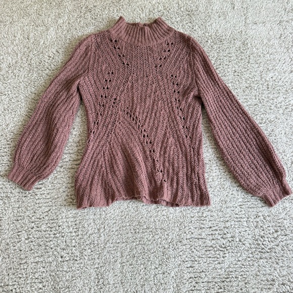 Lucky Brand Sweater Women's Small Mauve Pink Boho Minimalist Pullover - Picture 2 of 8